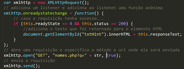 Exemplo de requisição assíncrona em Javascript