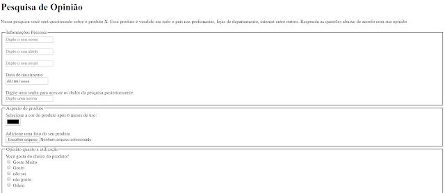 Exercício de HTML pesquisa de opinião