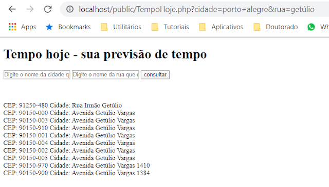 resultado do consumo de api pública