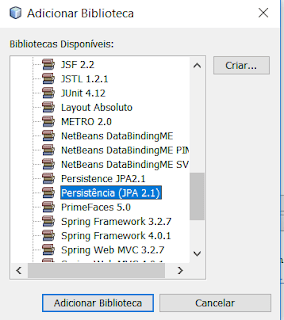 Adicione uma biblioteca JPA