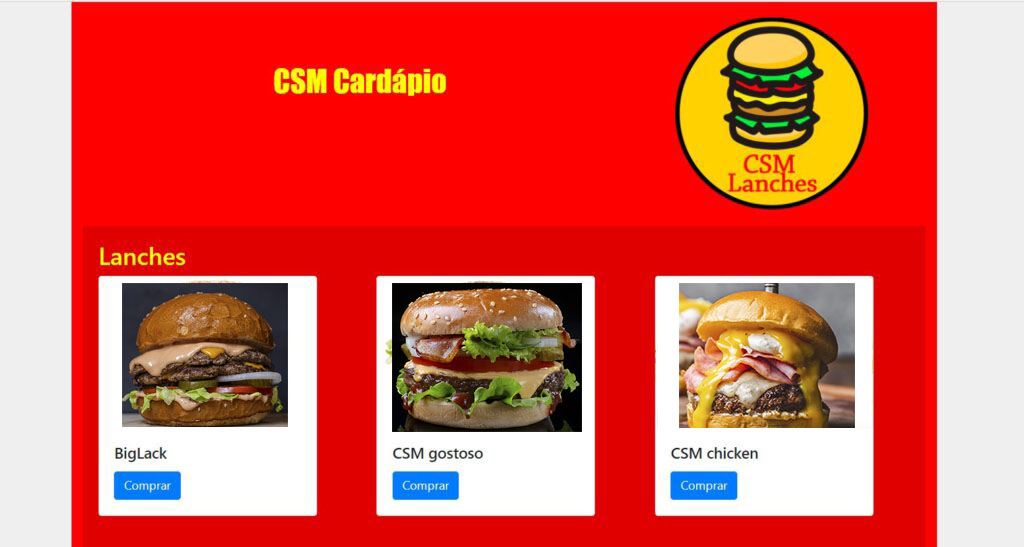 Cardápio simples de lanchonete usando HTML e CSS