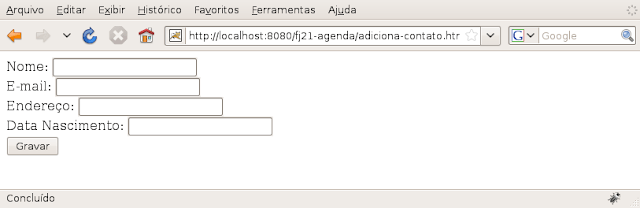 Exemplo de formulário HTML